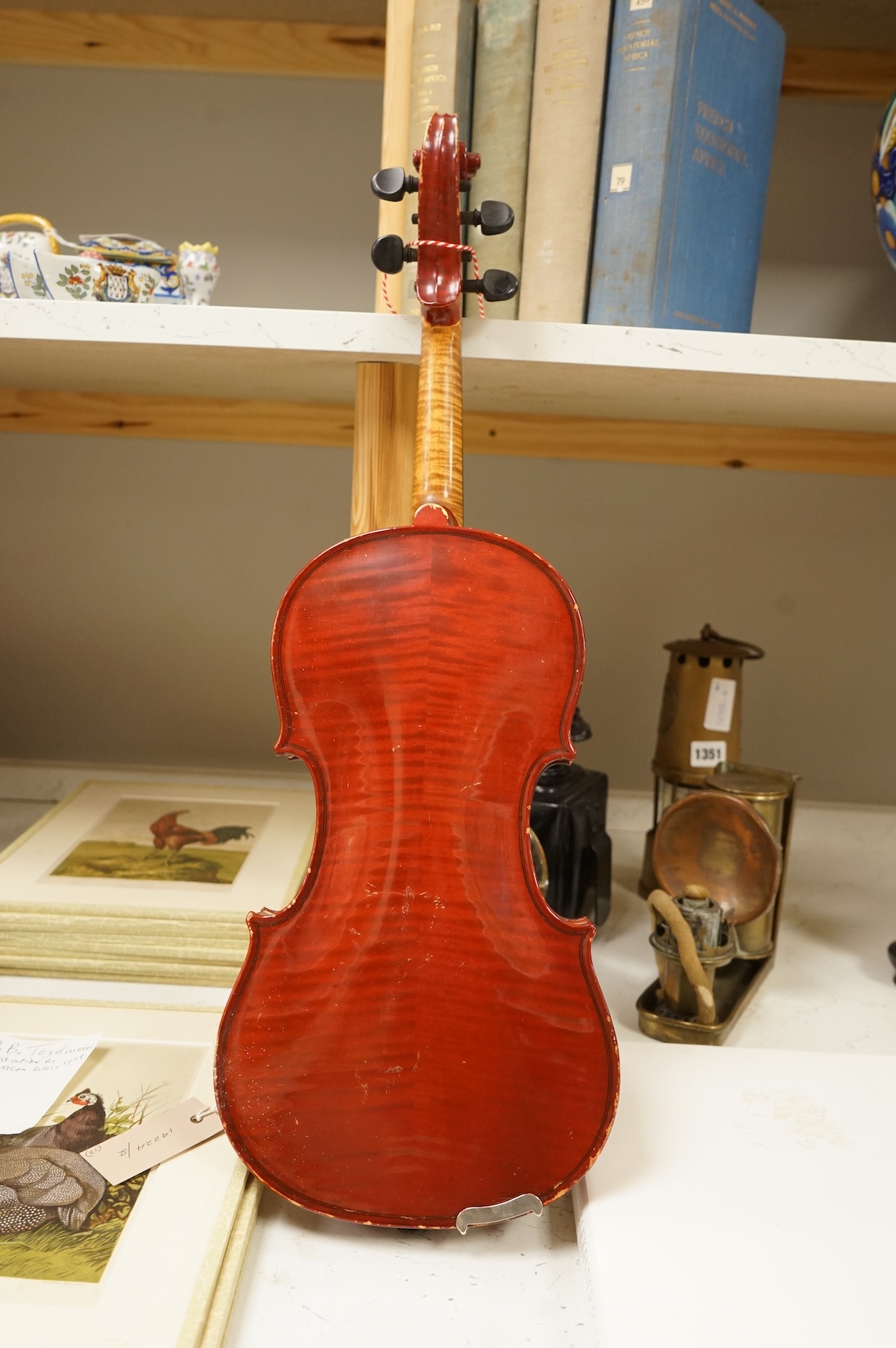 Three musical instruments to include a Buffet flute and violin with two bows